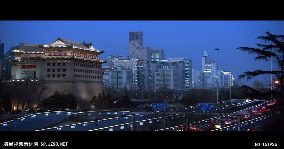 北京城市夜景车流美丽风光