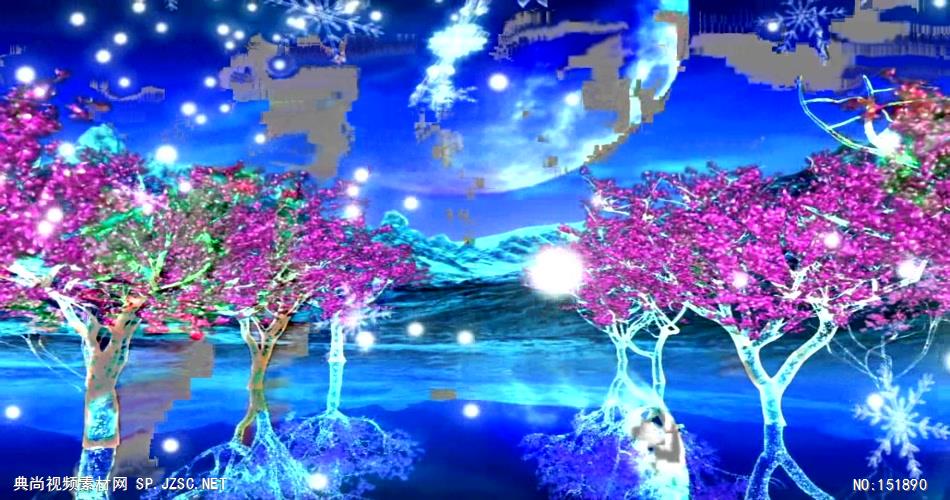 A021-梦幻雪+琉璃树 视频动态背景 虚拟背景视频