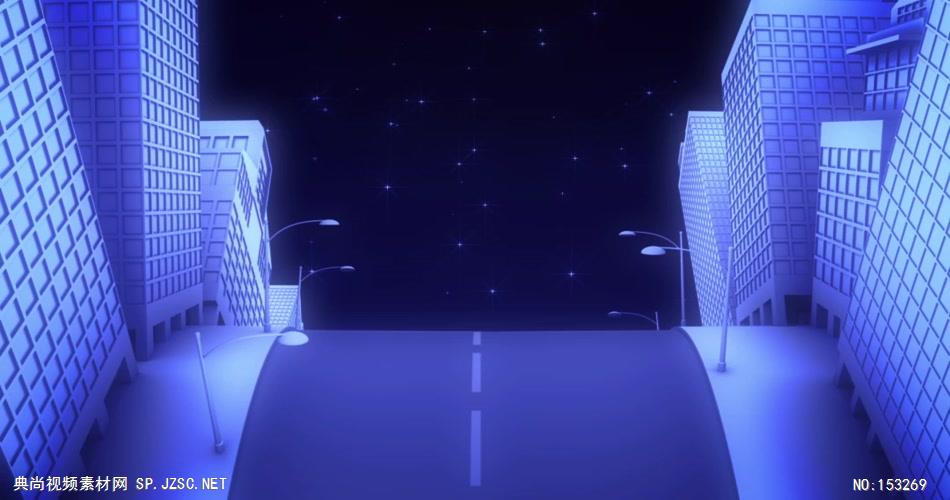A219-卡通城市奔跑梦想励志建筑蓝色 视频动态背景 虚拟背景视频