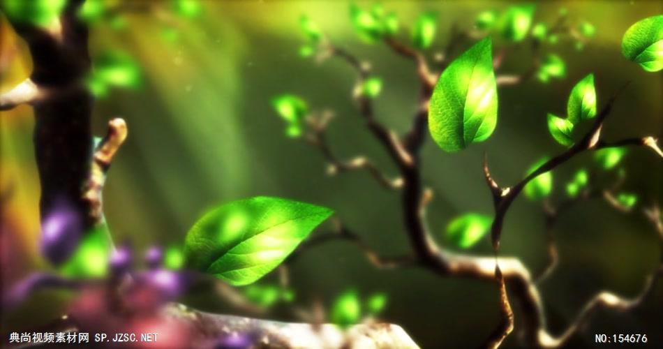 套唯美小清新树叶树林阳光空镜头 大自然春天夏天绿叶动态视频素材树叶蝴蝶