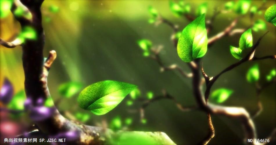 套唯美小清新树叶树林阳光空镜头 大自然春天夏天绿叶动态视频素材树叶蝴蝶
