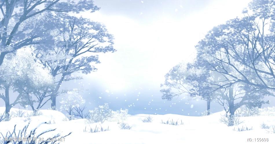 M06冬天的雪景卡通场景 冰雪世界 视频动态背景 虚拟背景视频