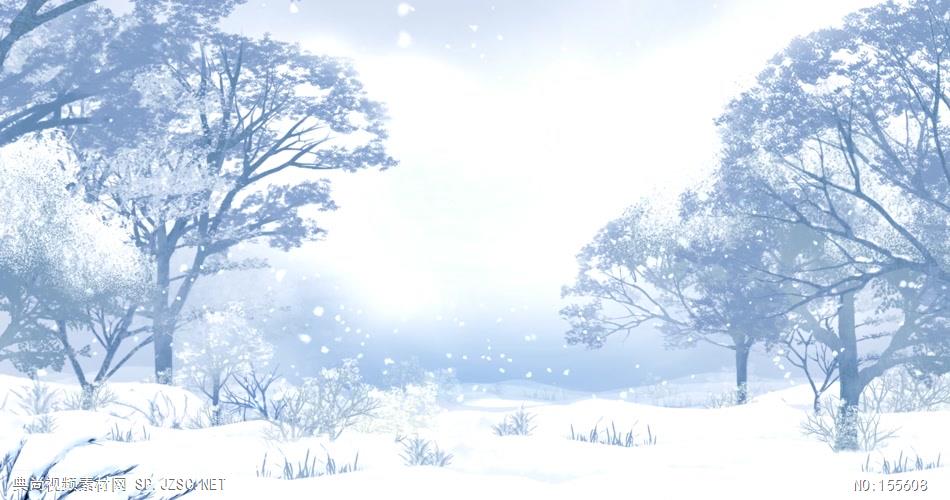 M06冬天的雪景卡通场景 冰雪世界 视频动态背景 虚拟背景视频