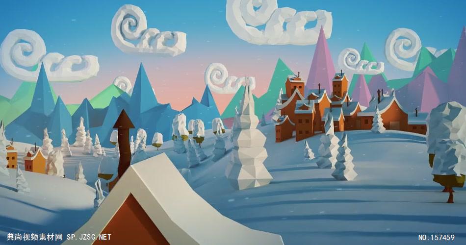 AE：雪地城堡圣诞新年标志 AE模板资源站17 logo标志ae动画模版 标志动画