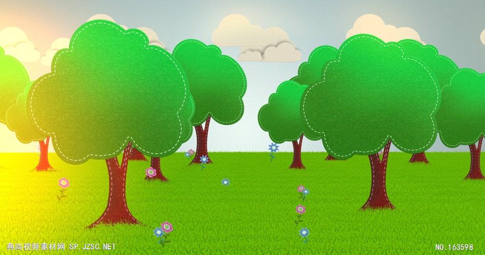 儿童卡通梦幻Y0101卡通可爱树草地公园 led视频背景 视频素材动态背景