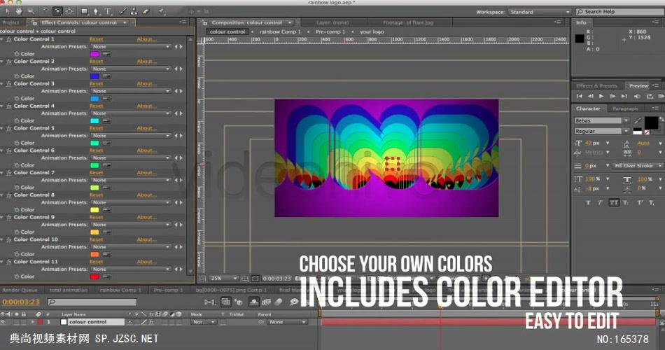 9943 颜色叠加彩虹标志 ae素材ae模版