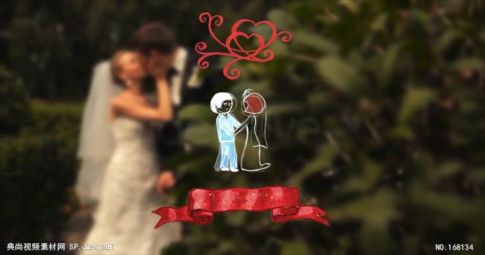 13132 卡通手绘婚礼动画元素 AE素材 ae源文件模版 相册婚礼相片