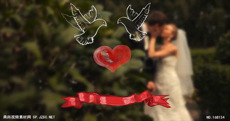 13132 卡通手绘婚礼动画元素 AE素材 ae源文件模版 相册婚礼相片