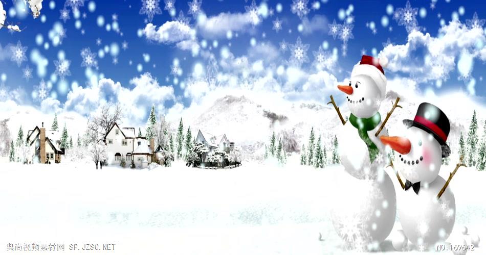 -圣诞节系列款Y3030圣诞下雪雪人有音乐 led视频素材库