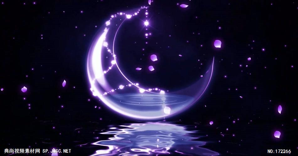 星星月亮 款A20007唯美紫色梦幻月亮花瓣无音乐_batch led视频背景下载