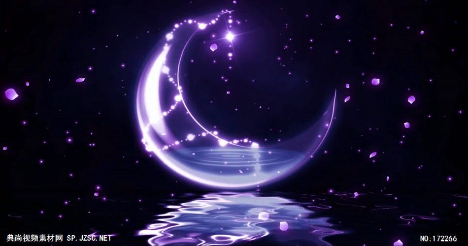 星星月亮 款A20007唯美紫色梦幻月亮花瓣无音乐_batch led视频背景下载