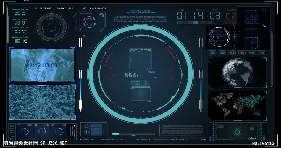 雷达控制系统界面素材HUDdesignradarsystemcontrol4K 视频素材下载