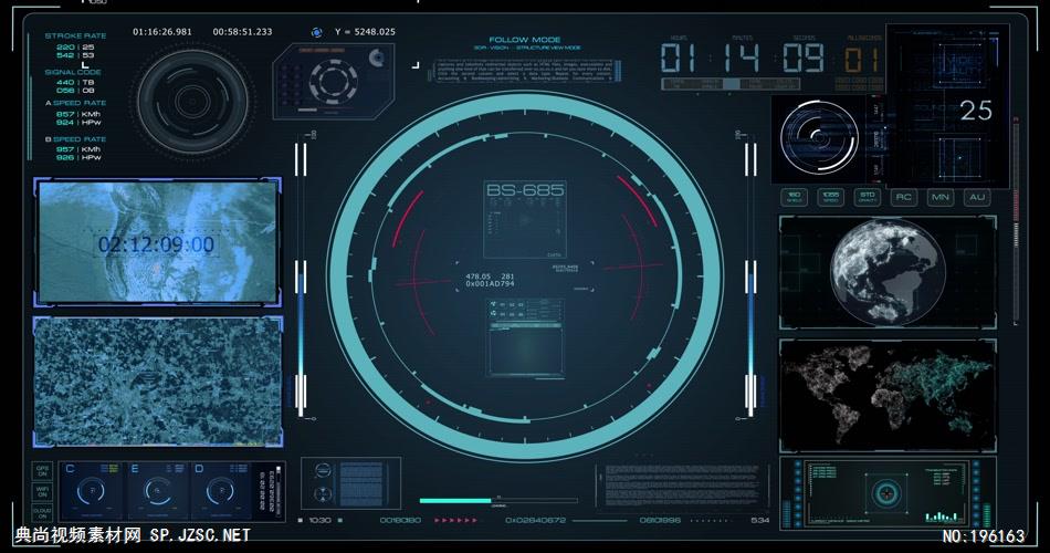 雷达控制系统界面素材HUDdesignradarsystemcontrolHD 视频素材下载
