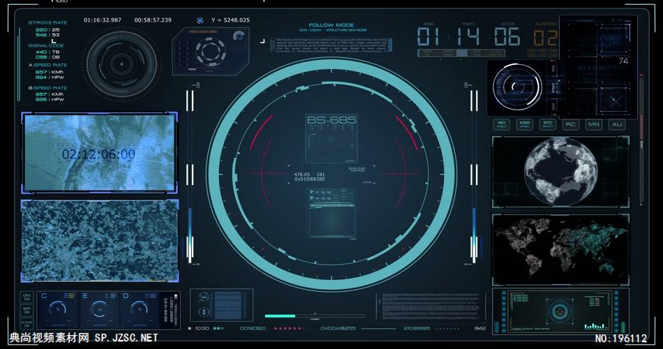 雷达控制系统界面素材HUDdesignradarsystemcontrol4K 视频素材下载