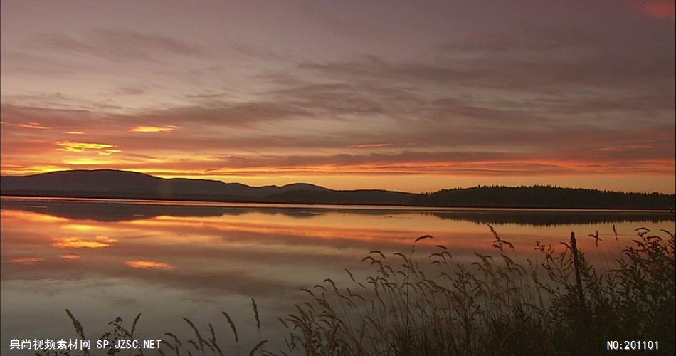 夕阳下的自然风光（湖面大景）中国名胜风景标志性景点高清视频素材