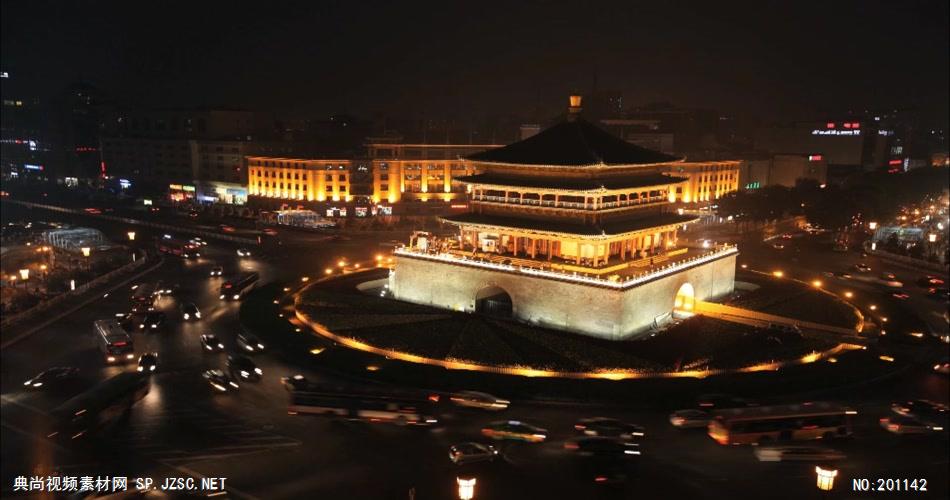 西安夜景中国名胜风景标志性景点高清视频素材