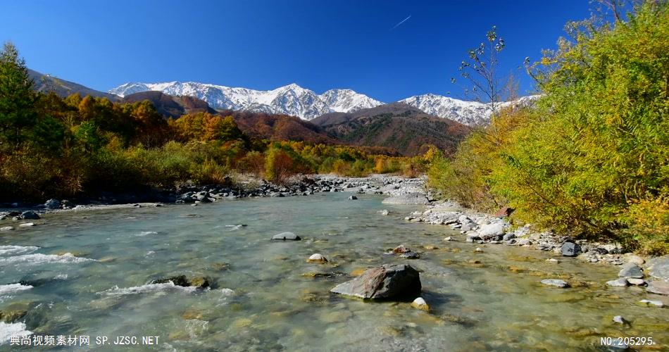 ［4K］ 白马三山与红叶松川 4K片源 超高清实拍视频素材 自然风景山水花草树木瀑布超清素材