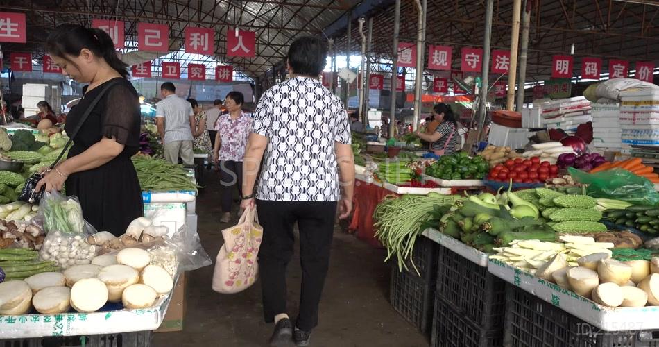 4k农贸市场菜市场菜摊肉摊新鲜蔬菜