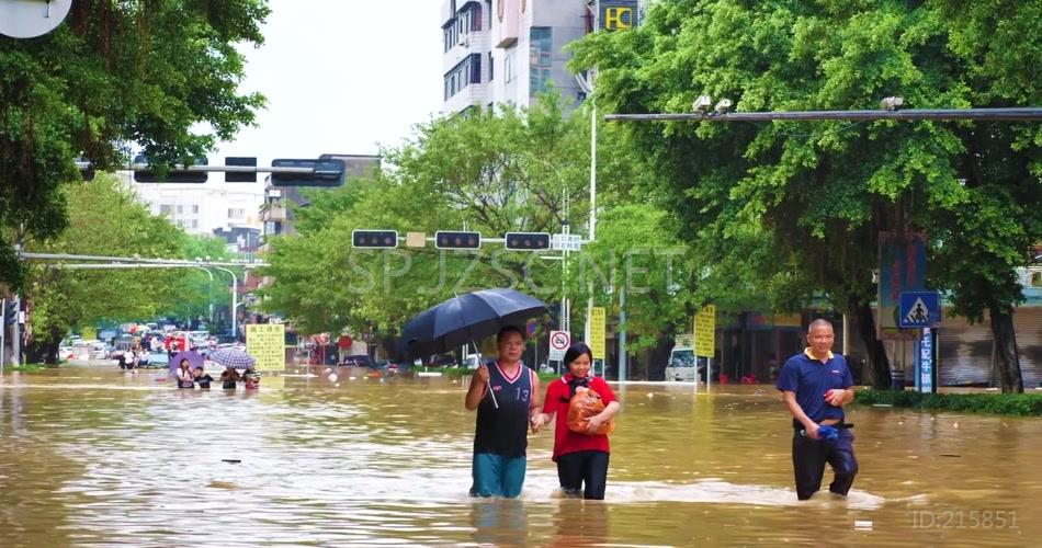 台风洪水过后的城市视频实拍素材