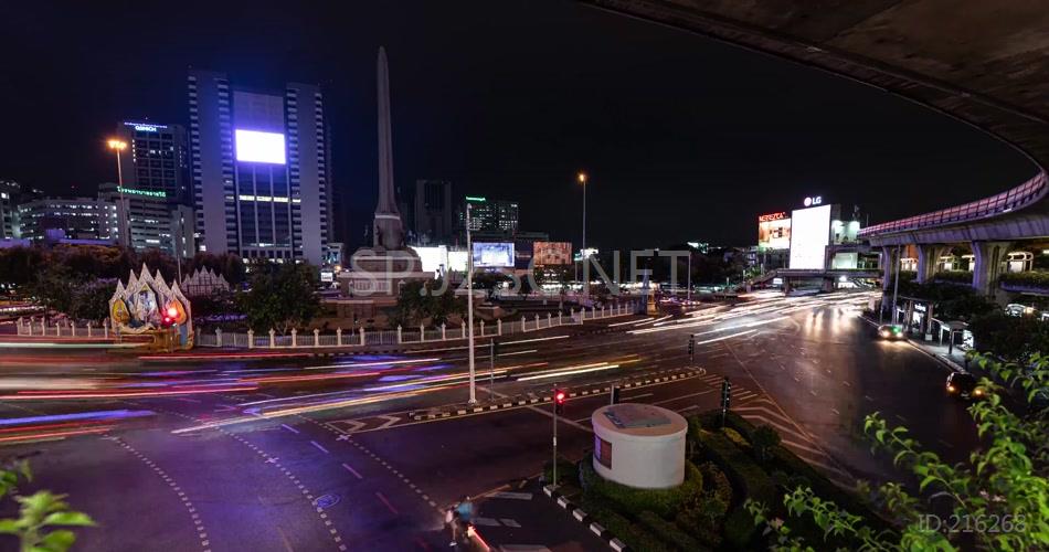 4k泰国首都曼谷城市交通夜景延时视频素材