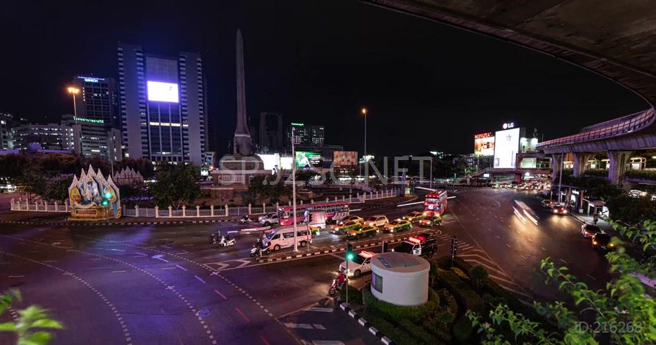 4k泰国首都曼谷城市交通夜景延时视频素材