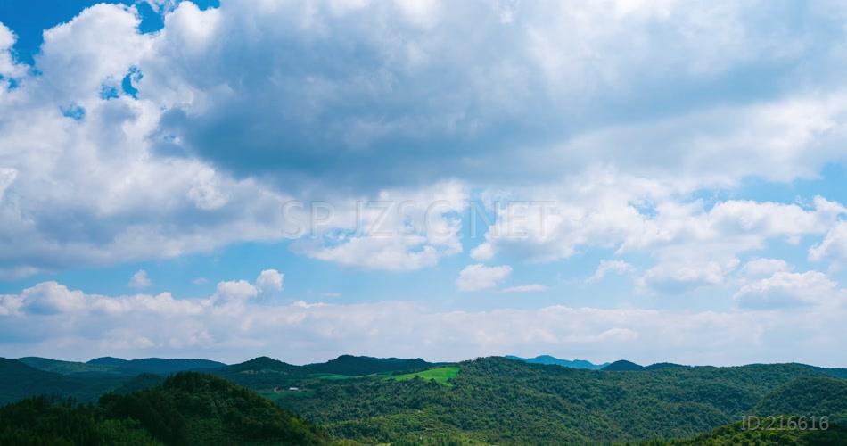 实拍唯美蓝天白云朵流云山岭自然美景视频素材