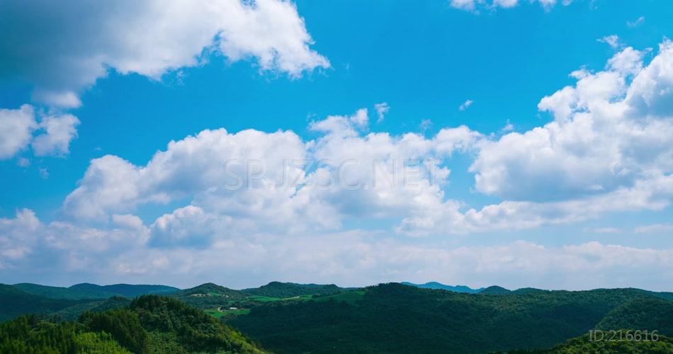 实拍唯美蓝天白云朵流云山岭自然美景视频素材