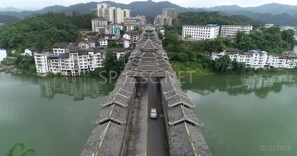 古建筑风雨桥正面拍