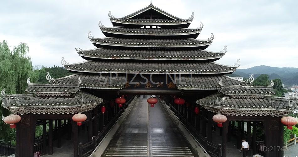 古建筑风雨桥正面拍