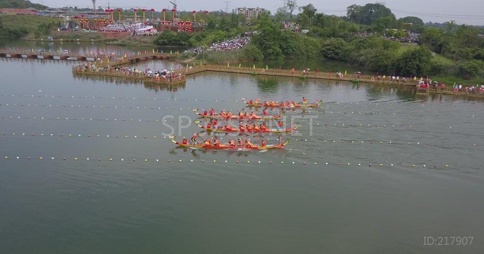 湖泊 鸟瞰 航拍 龙舟赛 赛龙舟 风俗 划龙船 视频 高清实拍 视频素材